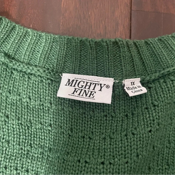 Mighty Fine Christmas Tree Cardigan Sweater Women's 1X Green W/ Color Pom Poms - Picture 3 of 7